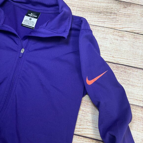 Nike Pro Dri-FIT Purple Half Zip Pullover Size Small Thumbholes Workout Running - Picture 8 of 14